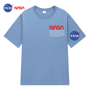 NASA夏季新款英文字母男T恤印花百搭港风简约短袖男潮NS37P20图片