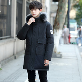 冬季男士加厚中长款羽绒服连帽白鸭绒大毛领外套男装潮YR9863P150，男装羽绒服，星座1410（原1902A）