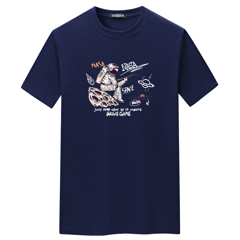 夏季男短袖t恤潮流宽松CVC60%棉衣服新款男装DT3521-钓鱼宇航-P15,男装棉衣,星座1410（原1902A）
