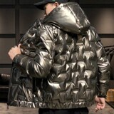 羽绒服男士加厚白鸭绒短款2021新款亮面冬装潮牌外套YR9812P90，男装羽绒服，星座1410（原1902A）