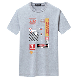夏季男短袖t恤潮宽松CVC60%棉衣服新款男装DT3506-DHL白钩图片