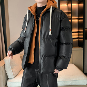 假两件棉衣男士冬季加厚潮牌连帽外套情侣仿丝棉衣服 MY28188P100图片