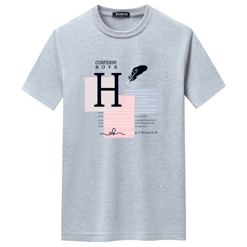 夏季男士短袖t恤潮CVC60%棉宽松衣服新款男装DT3083-H羽毛-P15,男装T恤,星座1410（原1902A）