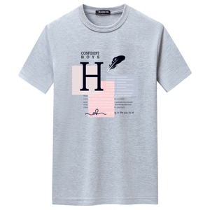 夏季男士短袖t恤潮CVC60%棉宽松衣服新款男装DT3083-H羽毛-P15图片