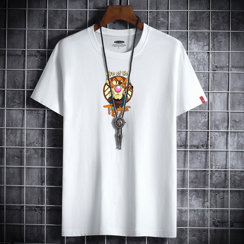 夏季男士短袖t恤潮流潮牌宽松纯棉衣服新款男装DT2017-老虎眼-P15,男装T恤,星座1410（原1902A）