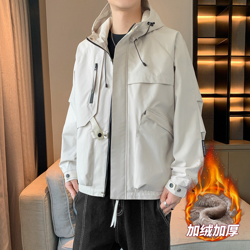 男士加绒防水夹克秋冬情侣多色大拉链口袋工装防水夹克 AJ136P95图片