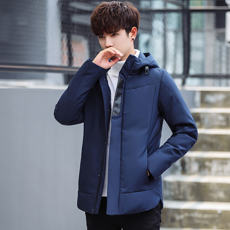 New style men's slim fit short down jacket thickened warm fashion Hooded Coat