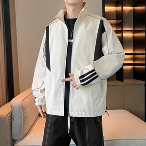 春秋季新款青少年男女休闲情侣装防水拼接立领夹克外套 JK1563P70图片