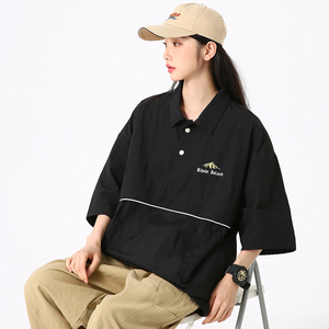 夏季新款机能风运动休闲宽松速干翻领短袖POLO衫情侣款 C05-2P48图片