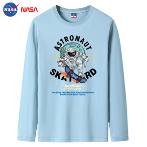 2022NASA新款韩版春秋男士纯棉圆领长袖T恤大码码号标CT6NS05-P18图片
