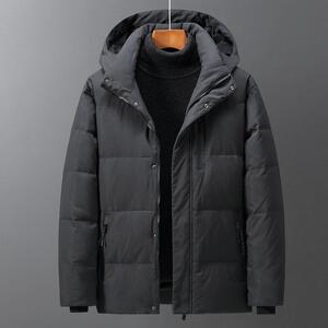中老年羽绒服男士短款加厚保暖白鸭绒爸爸冬装连帽外套YR9871P100图片