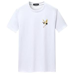 夏季男短袖t恤潮流宽松CVC60%棉T恤新款男装DT3662-胸标松鹤-P15图片