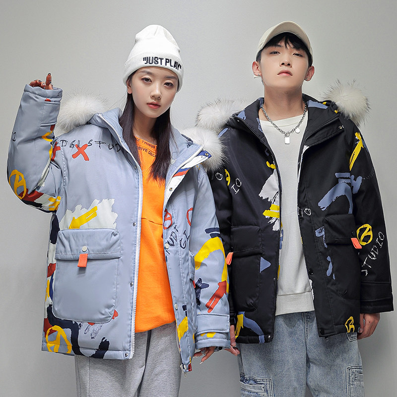 冬男士休闲青年外套短款羽绒服连帽潮牌加厚保暖情侣款YR9829P60，男装羽绒服，星座1410（原1902A）