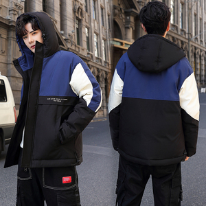 2021新款男士短款户外拼色拼接羽绒服冬装潮外套男情侣YR991P100