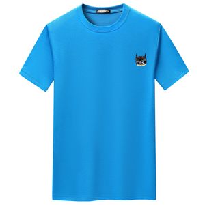 夏季短袖t恤潮流宽松CVC60%棉衣服新款男装DT3725-胸标蝙蝠-P15图片