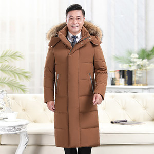 中长款大毛领羽绒服情侣连帽工装羽绒大衣大码外套YR098-1P150