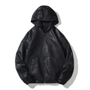 跨境外贸男士外套春秋款皮衣夹克男装PU皮机车服连帽皮衣PY609P68，男装夹克，星座1410（原1902A）