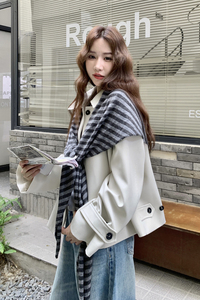 【新款现货】zb169-8527p145k218 短款灰白色风衣图片