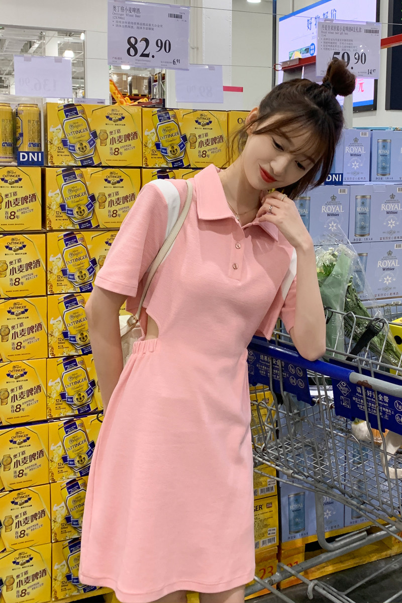 新款169-23078P115-针织拼接露腰有垫肩连衣裙巨显瘦控168,女装连衣裙,浙宝169A(原263)