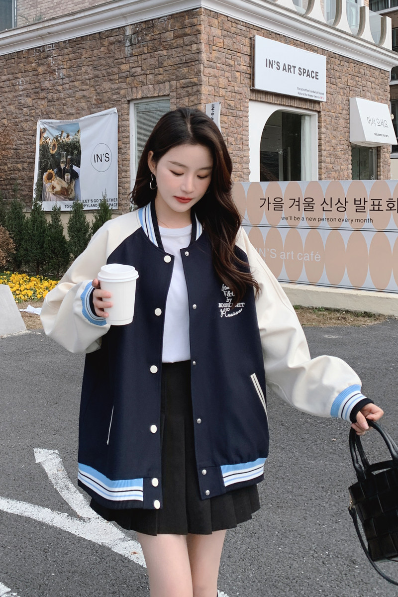 新款-169-2315款P145撞色休闲棒球服外套-控198,女装短外套,浙宝169A(原263)