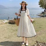 法式方领波点连衣裙女2025夏季新款温柔风高腰显瘦气质清纯初恋裙，女装连衣裙，浙宝169A(原263)