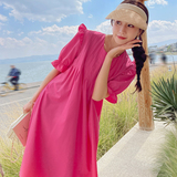 【新款】169-23034P100木耳边褶皱宽松连衣裙控158，女装连衣裙，浙宝169A(原263)