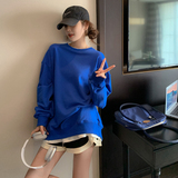 秋款现货款号2228—P105蓝色假两件休闲卫衣K158，女装卫衣/绒衫，浙宝169A(原263)