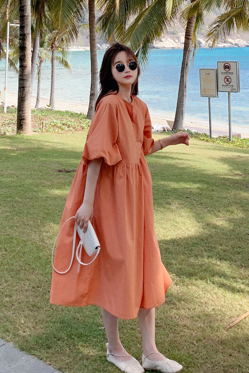 C233—P852023夏装新款灯笼袖宽松娃娃裙连衣裙控138,女装连衣裙,浙宝169A(原263)