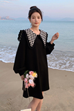【现货】新款169-2308款P125-棋盘格海军领宽松连衣裙-控188，女装连衣裙，浙宝169A(原263)