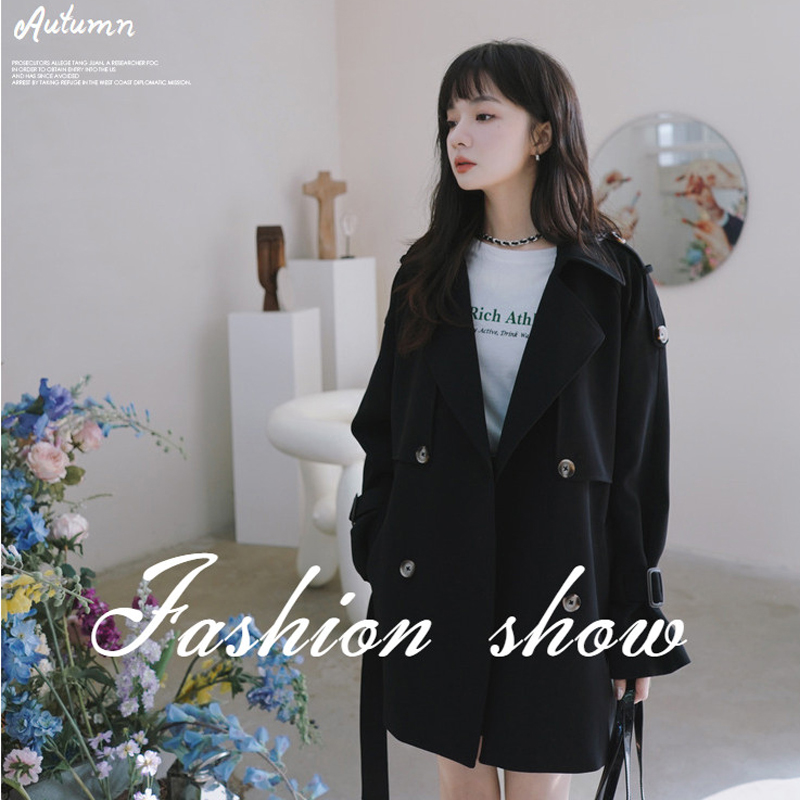 zb263【】黑色短款风衣2203—P135控188，女装风衣，浙宝169A(原263)