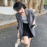 灰色拼接西装外套女2025春季新款韩系气质高级感小个子超好看西服，女装西装，浙宝169A(原263)