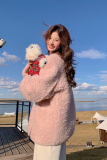 现货zb169-24092P185K288粉色羊羔毛外套，女装短外套，浙宝169A(原263)