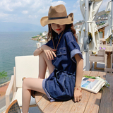 现货C2221—P115K178短袖工装牛仔连体裤，女装牛仔裤，浙宝169A(原263)