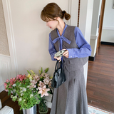 时尚格子衬衫裙女2025春季新款气质显瘦马甲法式半身裙，女装连衣裙，浙宝169A(原263)