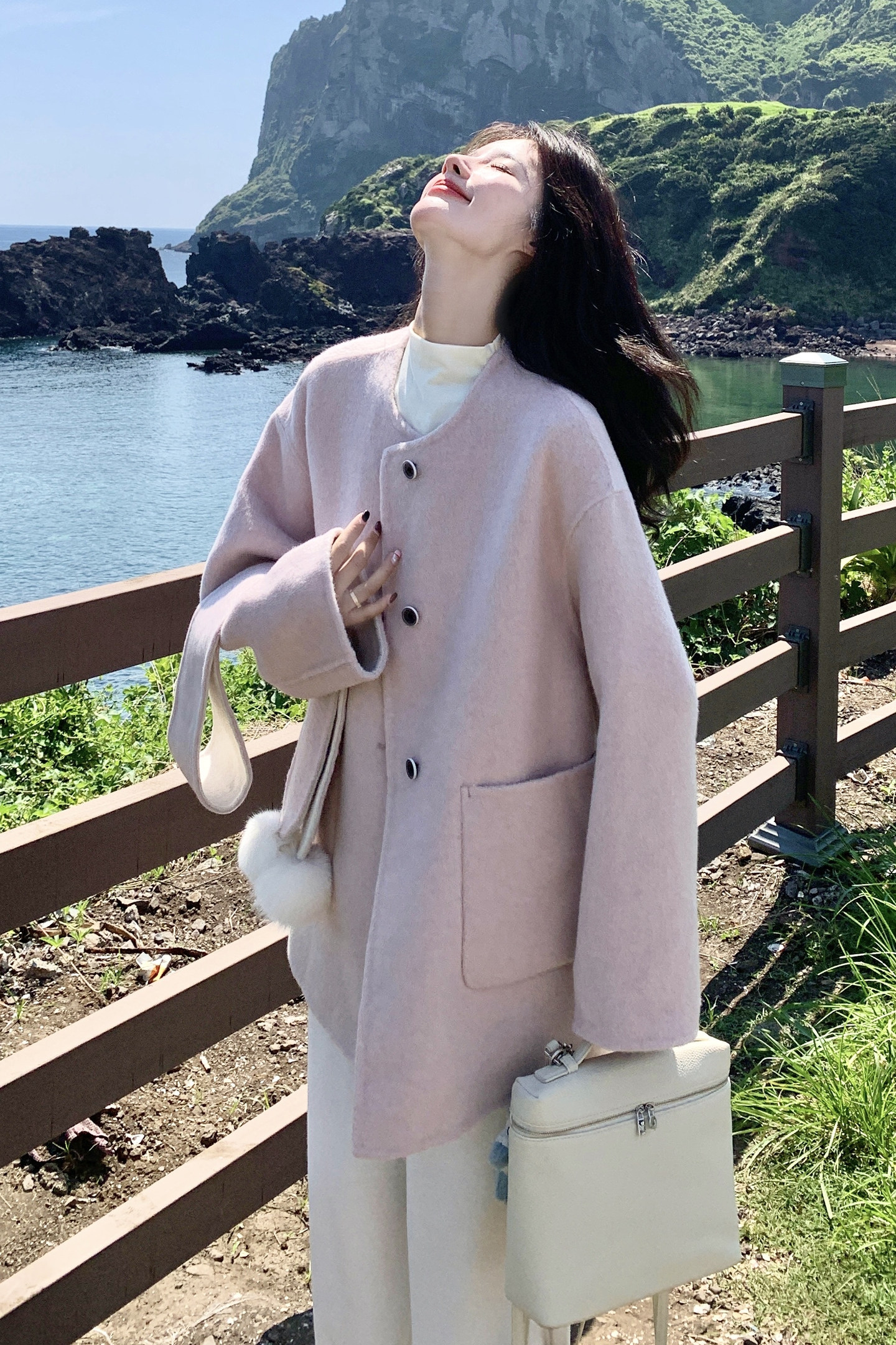 【新款现货】zb169-85137P255K388双面羊绒外套+送围巾,女装短外套,浙宝169A(原263)