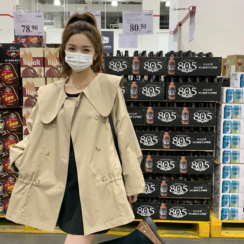 卡其色小个子短款风衣外套女2025春秋新款韩版宽松娃娃领减龄上衣图片