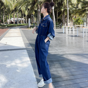 新款现货2207—P145 抽绳收腰牛仔连体裤 控188图片