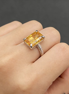 欧美外贸饰品时尚百搭个性夸张戒指女多款戒指CH黄色宝石