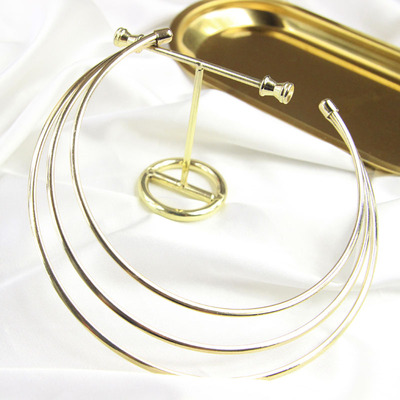 青岛外贸开口三层金色颈圈欧美系舞台范项链10053