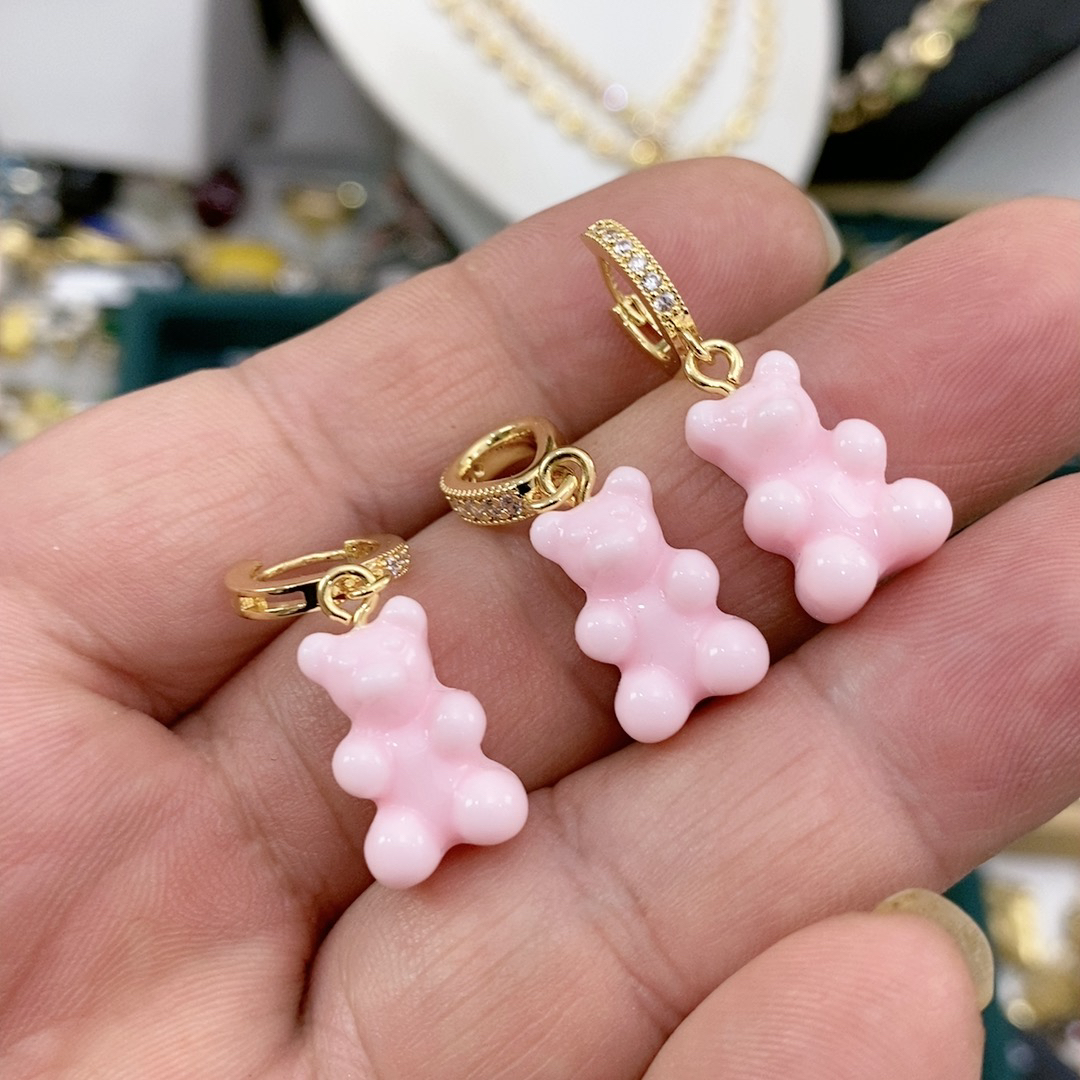 欧美外贸饰品时尚百搭耳环耳饰女挪威品牌CH软糖小熊耳环项链坠