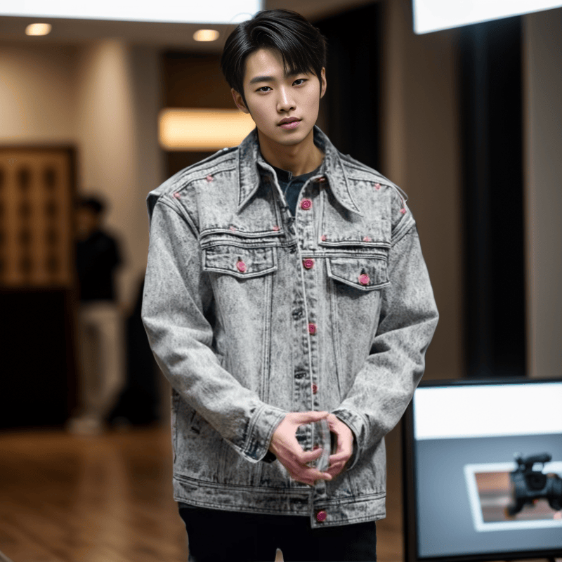 魏大勋同款绣花宽松休闲牛仔外套男女通穿洗水美式街头复古上衣潮