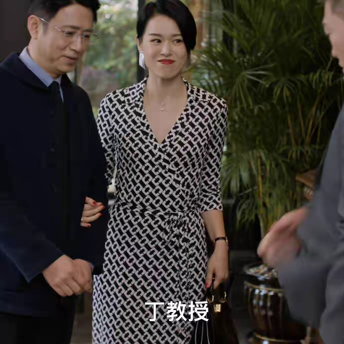 尚品蛮好的人生胡杏儿邱丽苏同款连衣裙v领印花裙子女气质裹身裙