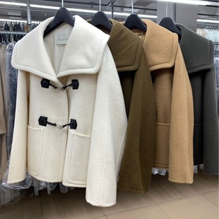 明星同款外套秋冬短款泰迪圈圈学院风加厚款双面羊绒羊毛呢大衣女
