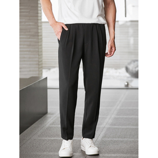 松紧腰直筒锥形休闲裤 UOE夏季 重磅进口三醋酸面料凉感透气男士