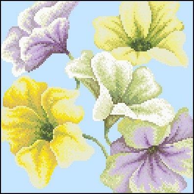 十字绣电子图纸1355 淡雅小花 132w*132h34色xsd源文件