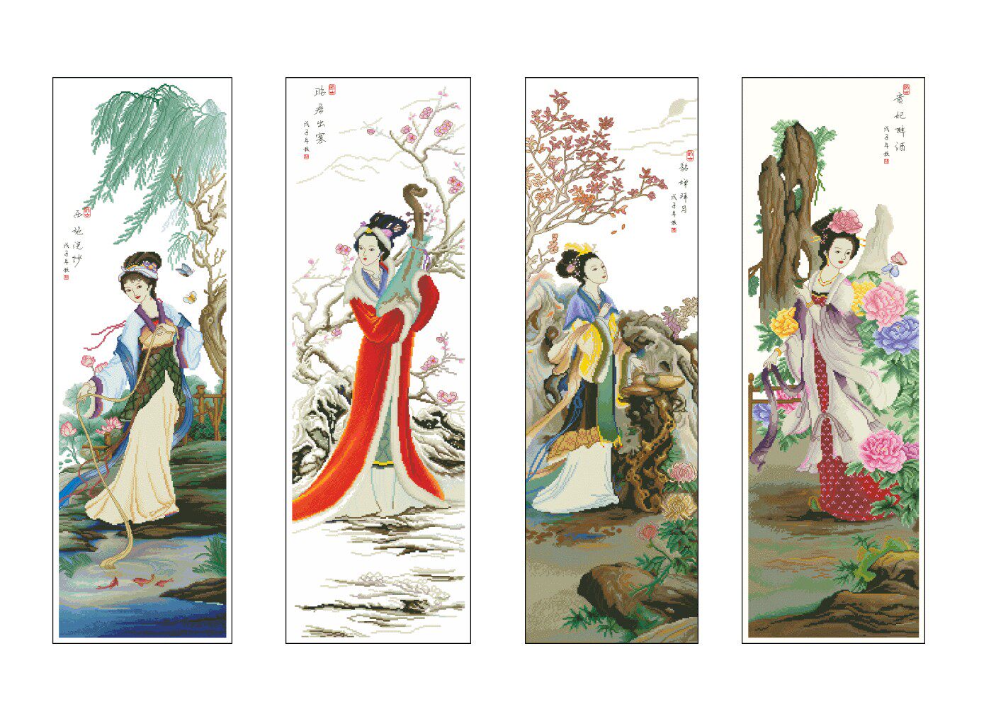 十字绣电子图纸64-67 古代四大美女西施貂蝉昭君杨贵妃 xsd源文件