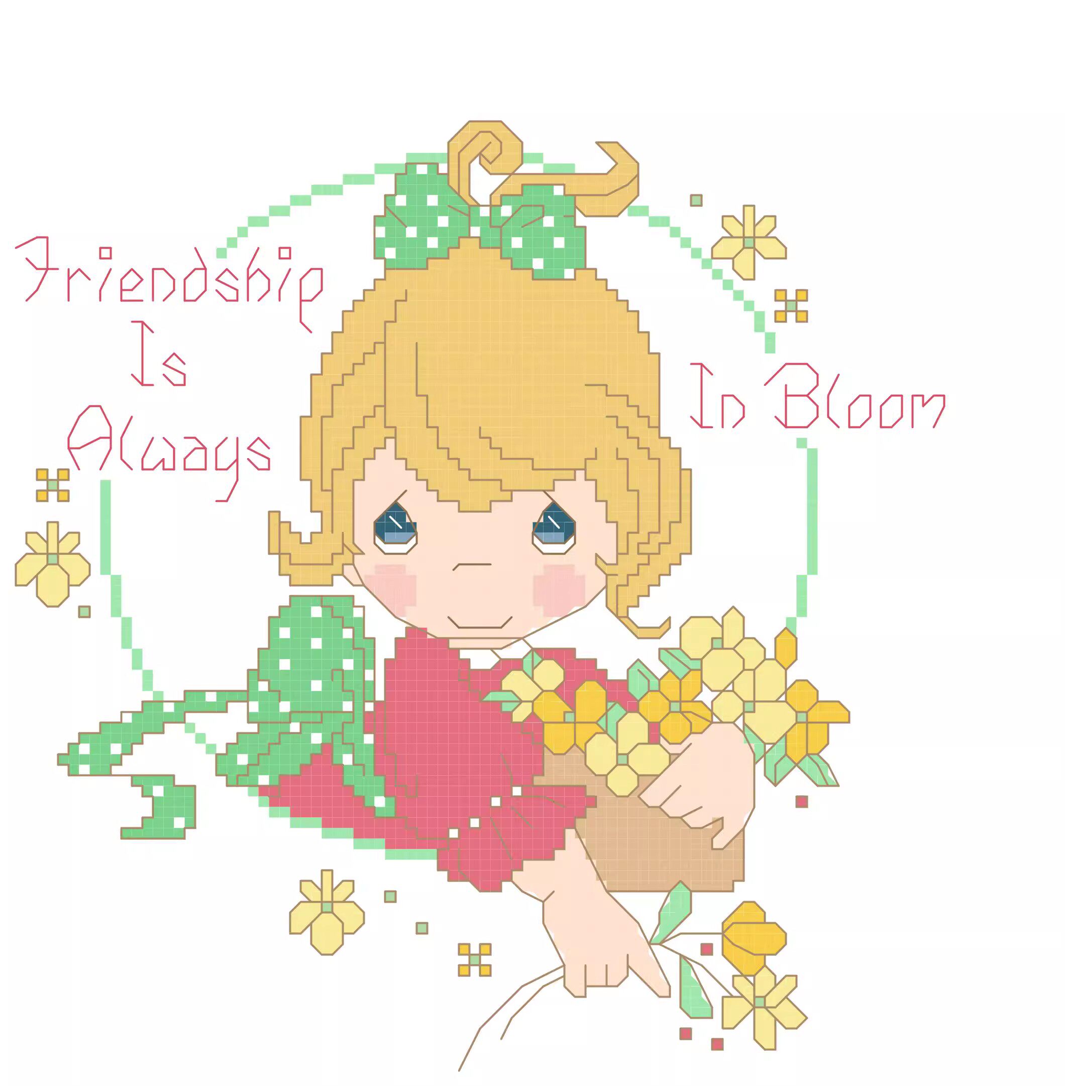 十字绣电子图纸4349 水滴娃娃82可爱卡通88w*90h16色 pat源文件