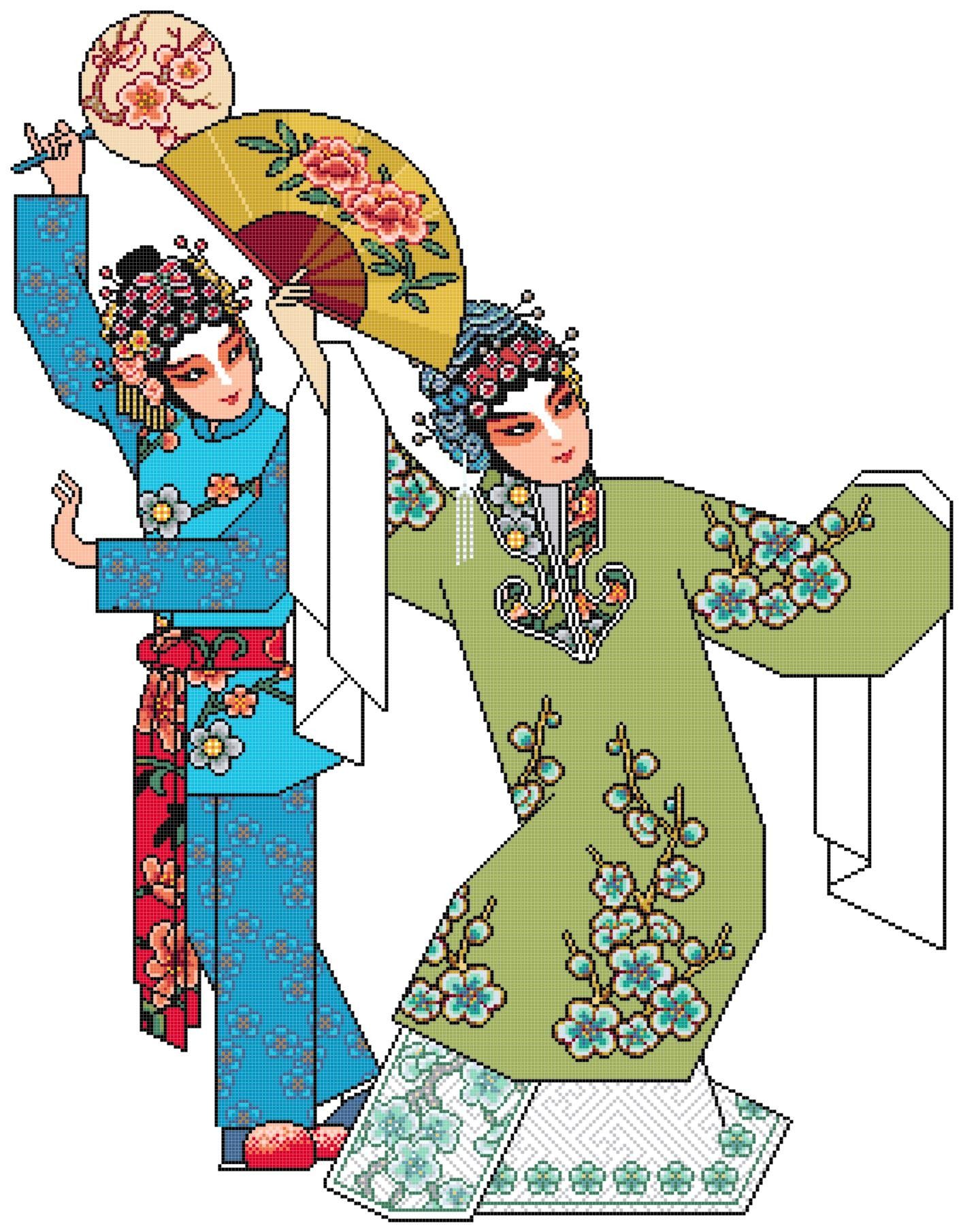 十字绣电子图纸1020 京剧戏曲人物2国粹277w*356h29色 pat源文件
