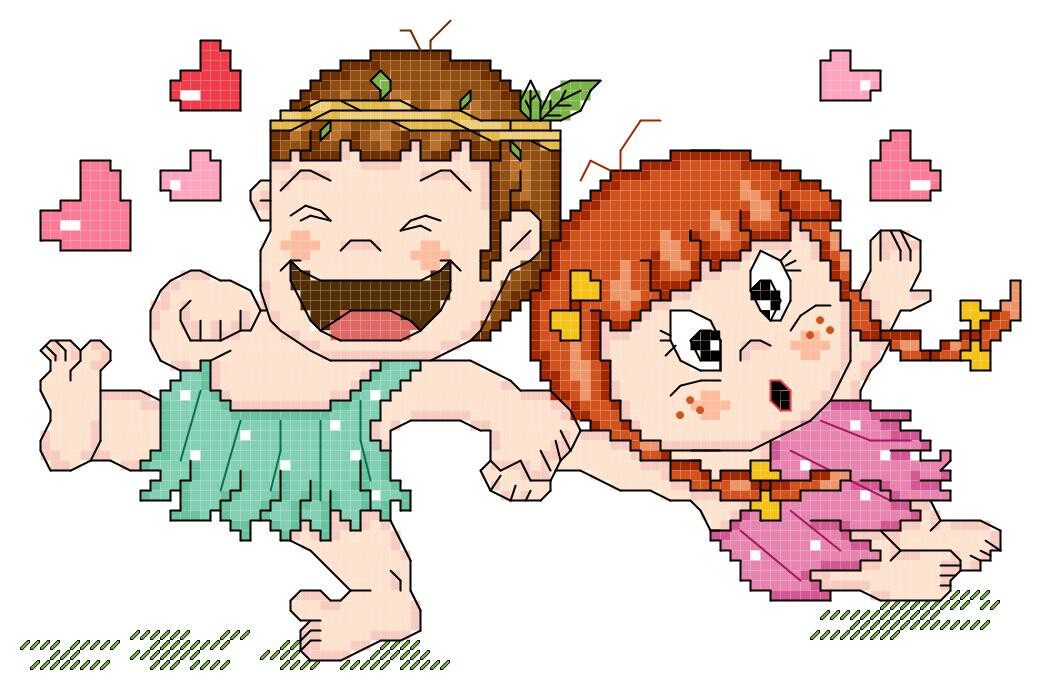 十字绣电子图纸584 跟我走吧100w*65h26色 pat源文件