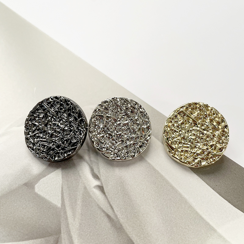 金属不规则圆形纽扣仿编织男女士